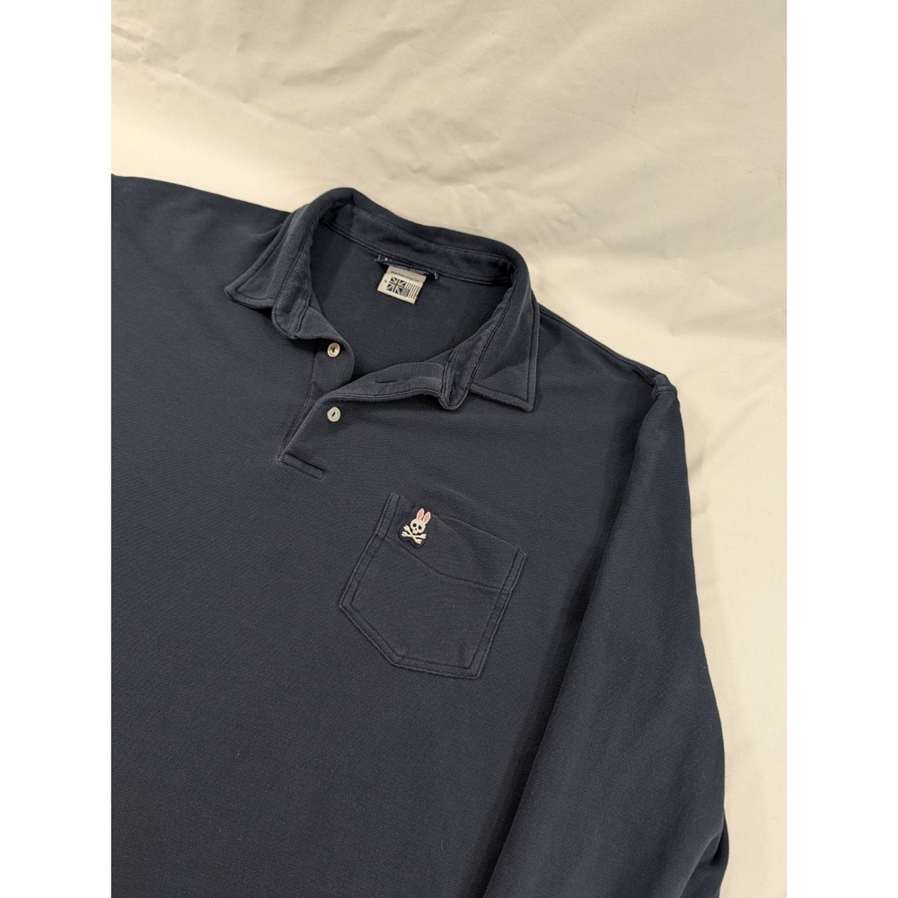 Psycho Bunny Shirt Mens Medium Navy Blue Pima Cotton Polo Top Embroidered Size 8